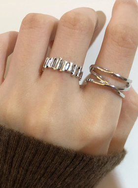 复古做旧多层开口戒指女简约时尚个性冷淡风韩国ins气质食指环潮