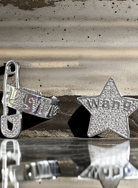 轻奢高级感满钻锆石星星别针开口戒指女ins小众设计个性时尚指环