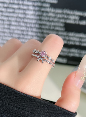 简约甜美气质冷淡风蝴蝶结轻奢开口戒指女小众设计感精致百搭指环