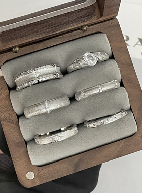 极简个性拉丝复古开口戒指女ins冷淡风百搭时尚新中式简约食指环