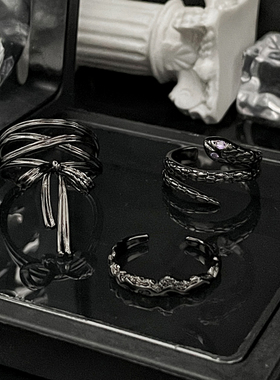 芭蕾风蝴蝶结丝带开口戒指女小众设计可调节食指戒独特网红指环潮