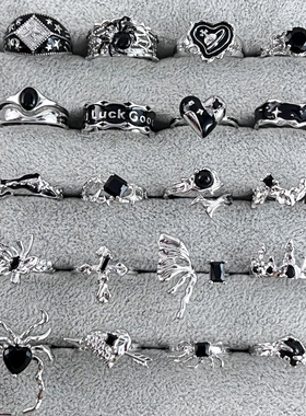 朋克暗黑风滴釉蜘蛛蝴蝶个性时尚戒指无性别风简约小众独特指环潮