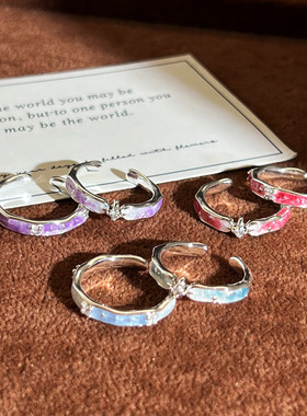 夜幕繁星情侣戒指小众设计感星芒渐变珐琅气质指环潮甜酷叠戴配饰