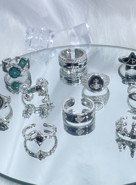 欧美暗黑土星个性滴釉开口戒指时尚简约中性冷淡风潮气质百搭指环