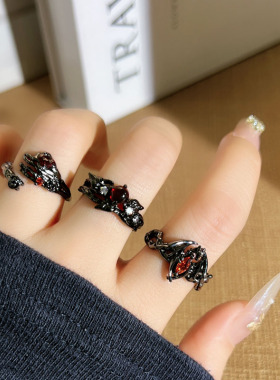 新款炼狱龙骸朋克开口戒指女无性别风暗黑潮酷时尚设计感百搭配饰