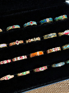 高颜值设计师款复古国潮风油画花朵小众戒指女轻奢气质高级感指环