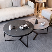 Office modern light extravagant tea table small family type round extremely simple rock plate Italian style minimalist wind domestic size rounded edges a few
