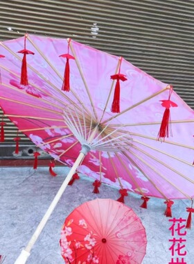 民族风走秀照汉服广场舞花瓣伞伞