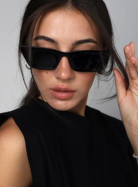 猫眼长方形女士偏光太阳眼镜黑色