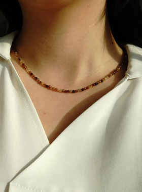 宝石女士咖啡色调玛瑙项链珠饰