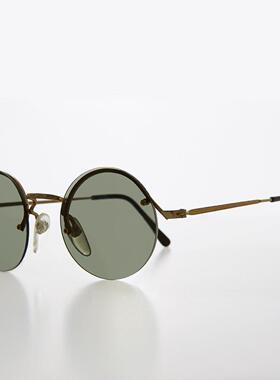 圆形嬉皮半框压纹镜架太阳眼镜