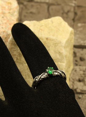 14K金复古野兽派岩石戒指锤纹