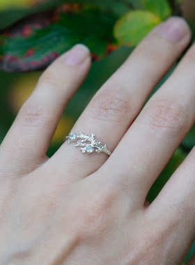 美人鱼天然浅蓝色托帕石戒指纯银