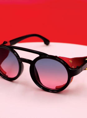 美国代购手作圆形侧翼耐用墨镜