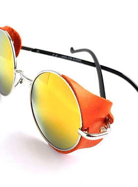 俄罗斯代购复古橙色真皮遮阳板镜