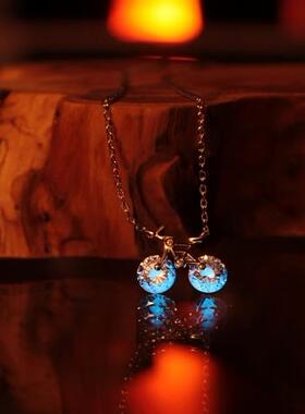 小自行车立方氧化锆石项链纯银