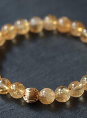 天然真正黄水晶珠手链AAA级宝石