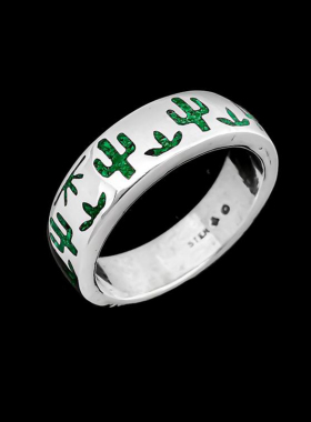 纯银复古纳瓦霍绿色孔雀石戒指