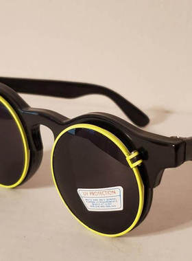 美国代购古着圆形遮光翻盖太阳镜