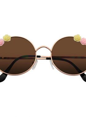 美国代购圆形彩虹花朵女士太阳镜