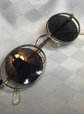 70年代古着防紫外线黑镜片太阳镜