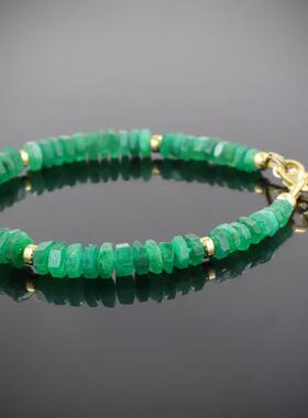 纯银黄金填充天然翡翠宝石手链