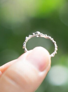 天然宝石镶嵌许诺订婚戒指纯银