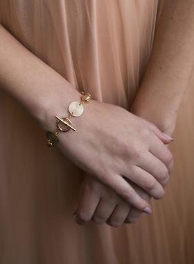 金色水晶镀金圆盘情人节礼物手链