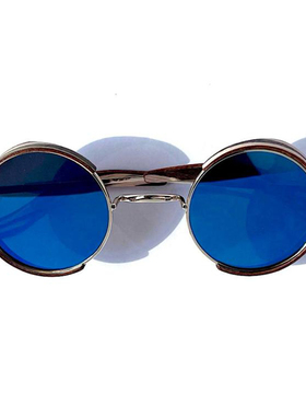 手作复古圆形木质斑马纹太阳镜