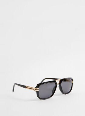 金色饰边黑色镜片飞行员太阳眼镜