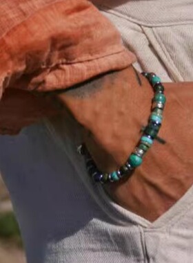 男士复古绿松石青金石碧玉手链