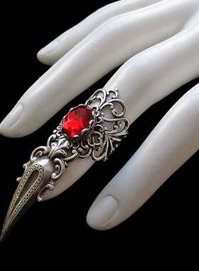 暗黑浪漫主义万圣节爪形银色戒指