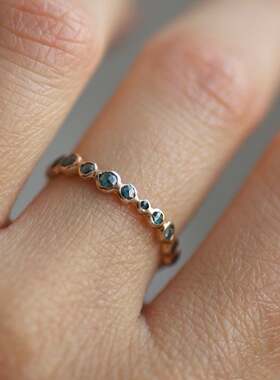 趣味泡泡永恒蓝色钻石14K戒指