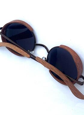 俄罗斯代购复古小圆黑片木质太阳