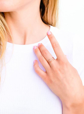 女14K金填充编织锤纹戒指叠戴