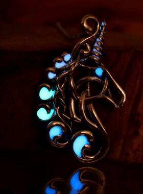 925纯银银色独角兽编织项链夜光