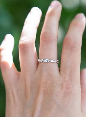 天蓝色托帕石银珠纯银许诺戒指