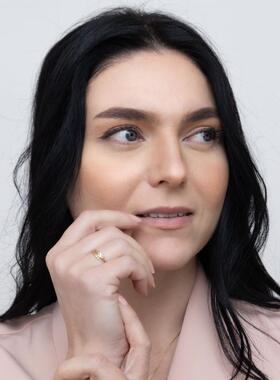 女士14K玫瑰金羽毛戒指情人节