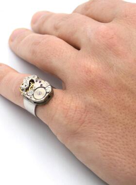 通用蒸汽朋克图章别致手表戒指