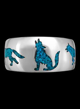 纯银复古部落暮光之城狼戒戒指