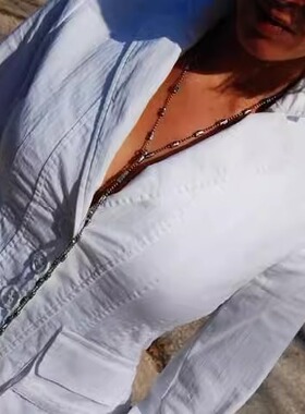 美国代购手作绿松石纯银腰链