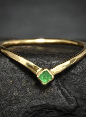 女黄金复古天然翡翠宝石戒指镶嵌