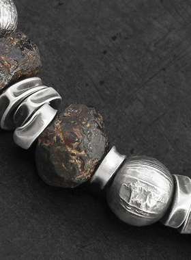 男925纯银复古天然石榴石手链