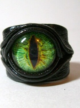 哥特朋克邪恶眼睛皮革戒指