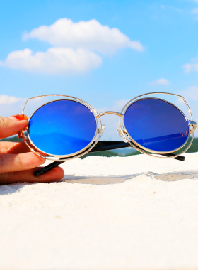 海外代购圆镜猫眼金丝蝴蝶双框