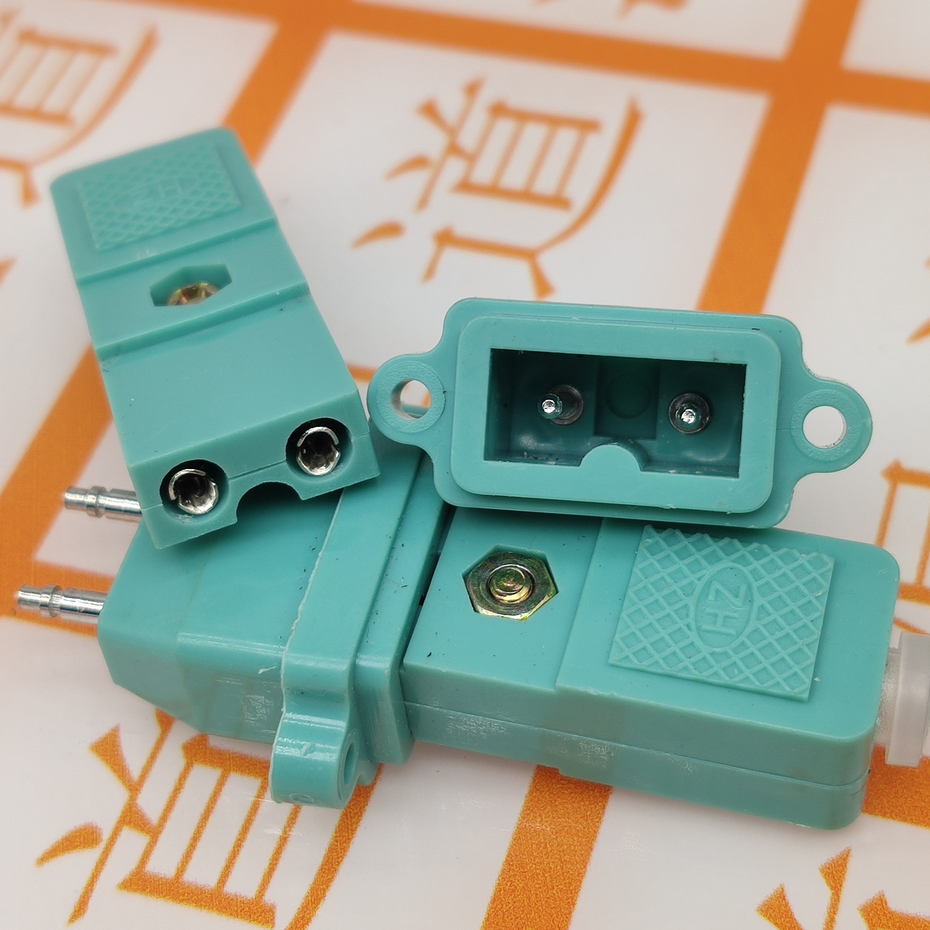 小二线 扁二线cz-200 电源线连接器电源插头 二插 二脚 蓝色