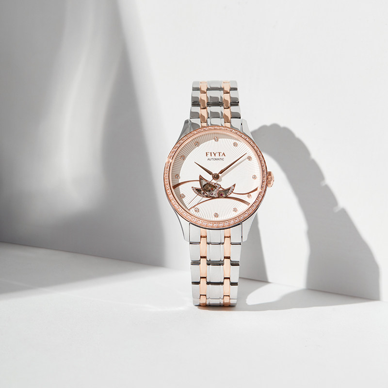 飞亚达自动钢带女士防水镂空机械表 飞亚达国产腕表