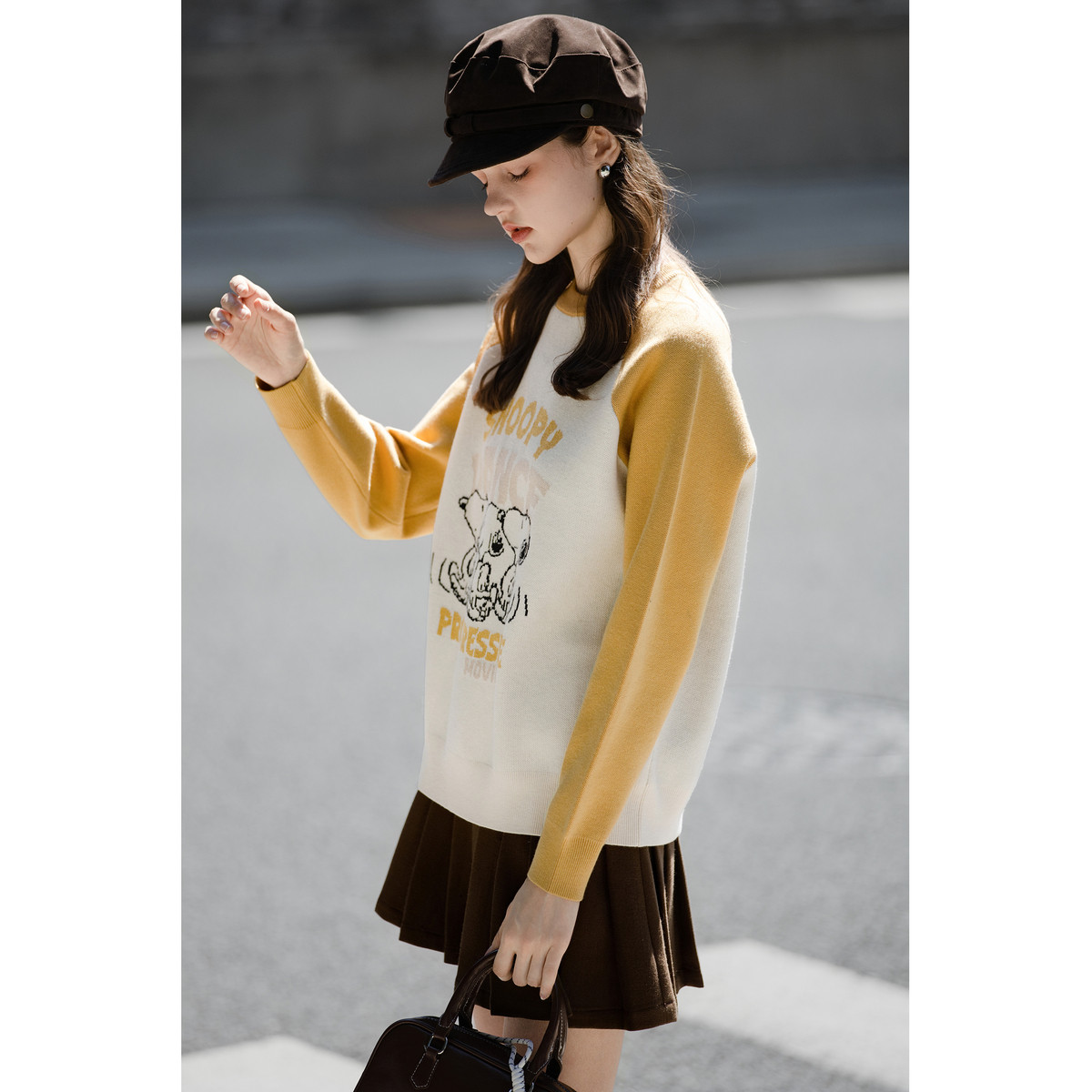 唐狮2026秋冬女史努比插肩袖前胸大图案毛线衫可爱针织女毛衣,淘宝优惠券,粉丝福利购,淘宝优惠卷