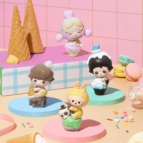正品泡泡萌粒冰淇淋甜筒杯系列公仔 5个包邮 可免费打孔 泡泡玛特 - 图3