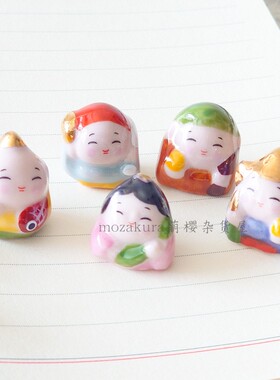 日本京都龙虎作幸福迷你七福神招福开运日式办公室桌面车载摆件